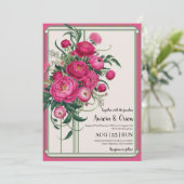 invitation de mariage botanique à fleurs roses cha (Debout devant)