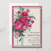 invitation de mariage botanique à fleurs roses cha (Devant / Derrière)