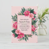 invitation de mariage botanique à fleurs roses cha (Debout devant)