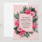 invitation de mariage botanique à fleurs roses cha (Devant / Derrière)