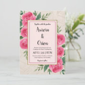 invitation de mariage botanique à fleurs roses cha (Debout devant)
