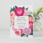 invitation de mariage botanique à fleurs roses cha (Debout devant)