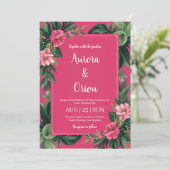 invitation de mariage botanique à fleurs roses cha (Debout devant)