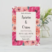invitation de mariage botanique à fleurs roses cha (Debout devant)