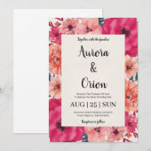 invitation de mariage botanique à fleurs roses cha (Devant / Derrière)