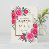 invitation de mariage botanique à fleurs roses cha (Debout devant)
