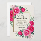 invitation de mariage botanique à fleurs roses cha (Devant / Derrière)