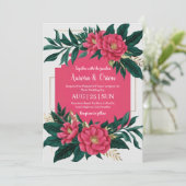 invitation de mariage botanique à fleurs roses cha (Debout devant)