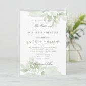 Invitation de mariage botanique à la verdure éléga (Debout devant)