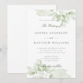 Invitation de mariage botanique à la verdure éléga (Devant / Derrière)