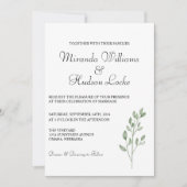 Invitation de mariage botanique avec code QR et ph (Devant)