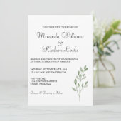 Invitation de mariage botanique avec code QR et ph (Debout devant)