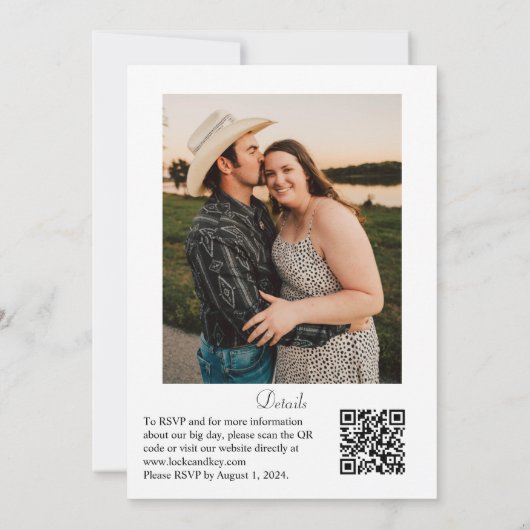 Invitation de mariage botanique avec code QR et ph (Dos)