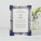 Invitation de mariage botanique bleu écossais (Debout devant)