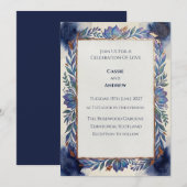 Invitation de mariage botanique bleu écossais (Devant / Derrière)
