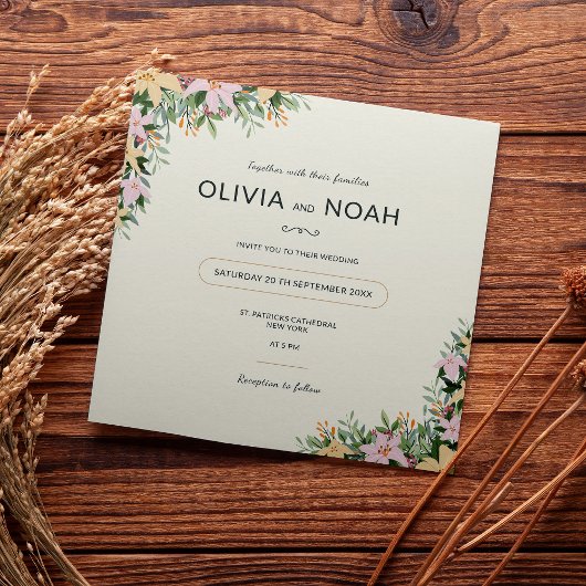 Invitation de mariage botanique - boho et rustique