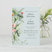 Invitation de mariage botanique Élégance Tropicale (Debout devant)