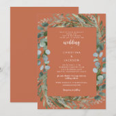 Invitation de mariage botanique Eucalyptus Terraco (Devant / Derrière)