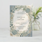 Invitation de mariage botanique florale bleue (Debout devant)
