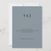 Invitation de mariage botanique florale bleue (Dos)
