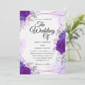 invitation de mariage botanique marine et violet (Debout devant)