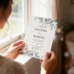 Invitation de mariage botanique minimaliste à l'eu
