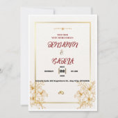 Invitation de mariage botanique or (Devant)