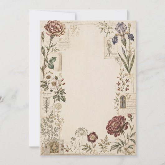 Invitation de mariage botanique Renaissance (Devant)