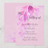 Invitation de mariage botanique rose (Devant / Derrière)