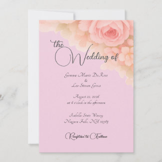 Invitation de mariage botanique rose