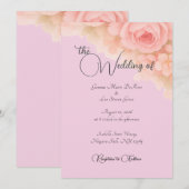 Invitation de mariage botanique rose (Devant / Derrière)
