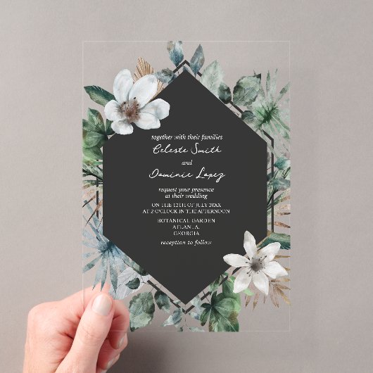 Invitation de mariage botanique tropicale (In situ (ordinateur de poche))