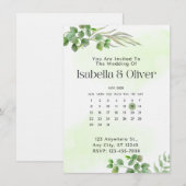 Invitation de mariage botanique verte et blanche (Devant / Derrière)