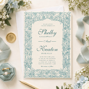 Invitation de mariage botanique vintage florale bl