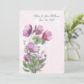 Invitation de mariage bouquet de pavot rose (Debout devant)
