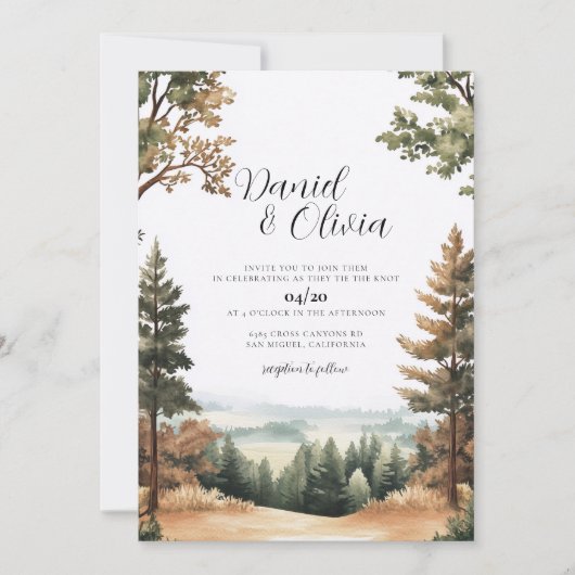 Invitation de mariage Brown County Forest Hill Ind (Devant)
