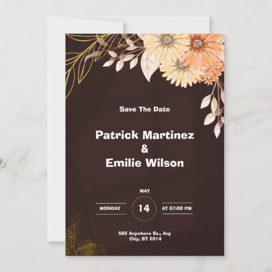 Invitation de mariage Brown et élégante (Devant)