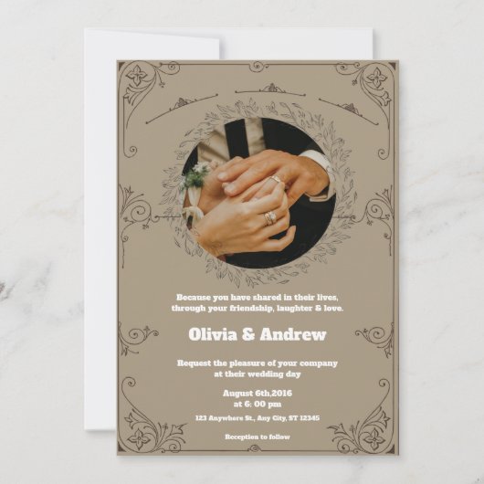 Invitation de mariage Brown et élégante (Devant)