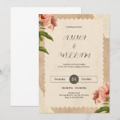 Invitation de mariage Brown Vintage (Devant / Derrière)