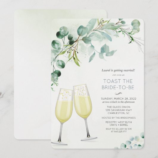 Invitation de mariage Brunch et Bubbly (Devant / Derrière)