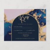 Invitation de mariage Budget Agate Bleu Or Code QR (Devant)