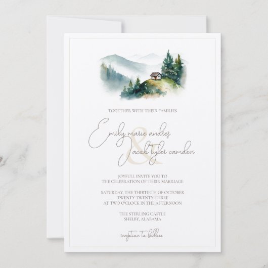 Invitation de mariage - Cabine en aquarelle (Devant)