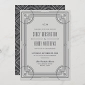 Invitation de mariage cadre déco moderne - Gris (Devant / Derrière)