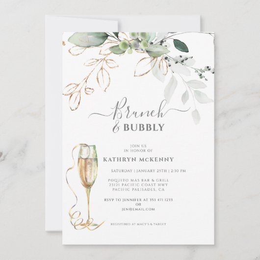 Invitation de mariage calligraphiée Eucalyptus Gol (Devant)