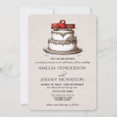 Invitation de mariage camionnette vintage rouge (Devant)