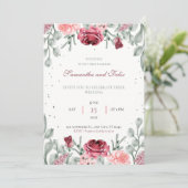 Invitation de Mariage campagnard d'aquarelle flora (Debout devant)