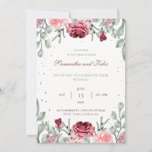 Invitation de Mariage campagnard d'aquarelle flora