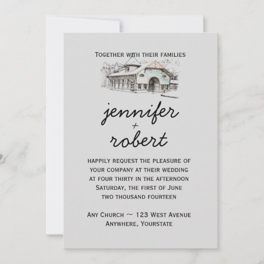 Invitation de Mariage campagnard d'esquisse de l'i (Devant)