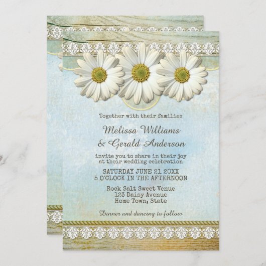 Invitation de Mariage campagnard floral rustique (Devant / Derrière)