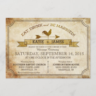 Invitation de Mariage campagnard rustique vintage 